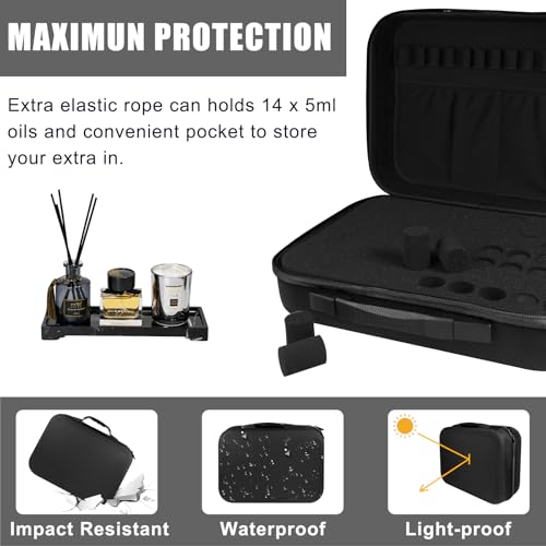 Essential Oil Storage Carrying Case, 70 Bottles Essential Oils Box for 5ml 10ml 15ml Roller Bottles Travel Storage Organizer Bag for doTERRA & Young Living (Black)