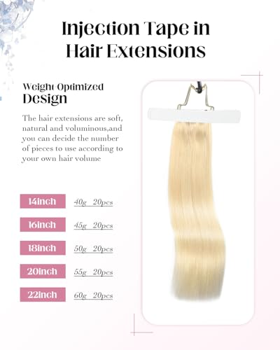 Invisi Edge Tape-In Hair Extensions - Platinum Blonde, 14 Inch - 40g, Remy Human Hair
