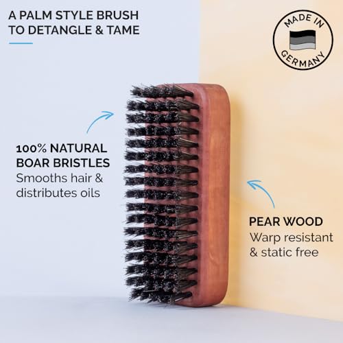 ZEUS Palm Beard Brush Soft Boar Bristles & Pear Wood Handle - Soft Bristles