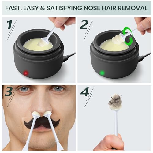 UNOISETION 60 Pcs Nose Wax Sticks, Painless Hair Wax Applicator with Disposable Spatulas for Nostril Cleaning, Ear & Face Hair Removal for Men Women