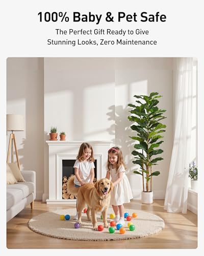 5.9 Ft Faux Fiddle Leaf Fig Tree with Planter - Tall Indoor Artificial Plant