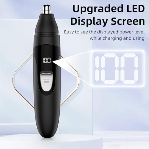 Nose Hair Trimmer Painless Rechargeable Ear and Eyebrow Trimmer Professional with Edge Blades (Black)