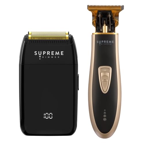 Supreme Trimmer 2-in-1 Crunch Lite Foil Shaver & T-Shaper Trimmer | ST5210 Beard Trimmer & STF600 Electric Razor | Travel Hair Trimmer Set | Black & Gold