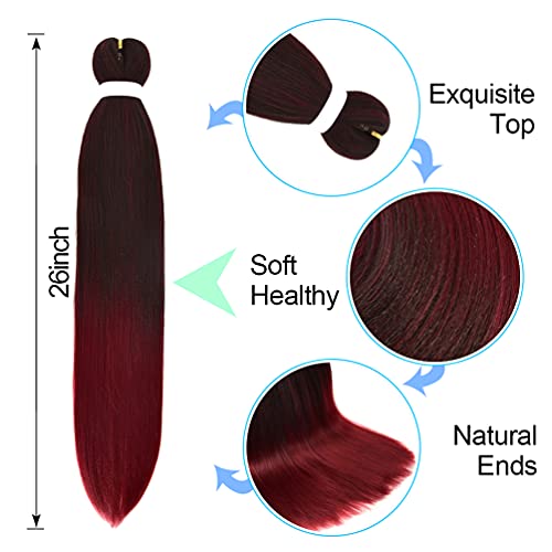 Fairise 26 Inch 8 Pack Ombre Pre Stretched Braiding Hair Yaki Textures - Natural & Soft