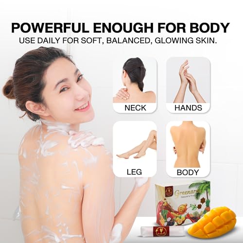 Fruit & Flower-Shaped Natural Soap Bar with Vitamin B3 & Aloe Vera ? Moisturizing, Gentle for Sensitive Skin, Includes Foam Net, Handmade in Thailand ? Body & Hand Use (1 Bar)