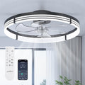 addlon 24-Inch Black Low Profile Ceiling Fan with Lights & Remote, Striped