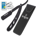 Kutting Edge - Professional Straight Edge Razor - Barber Razor with 10 Derby Double Edge Blades - Matte Black Stainless Steel Men Traditional Barber Shaving Razor