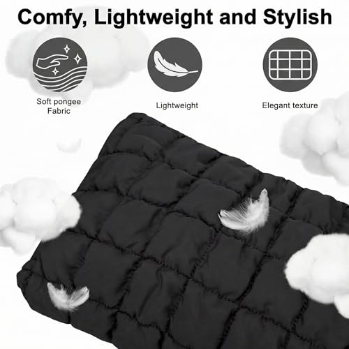 CECKQUE Black 5 Quilted Makeup Bag with Pearl Bracelet - Puffer Cosmetic Organizer