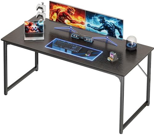PRAISUN Black 55 x 23.6 Inch Computer Desk with Deep Work Surface