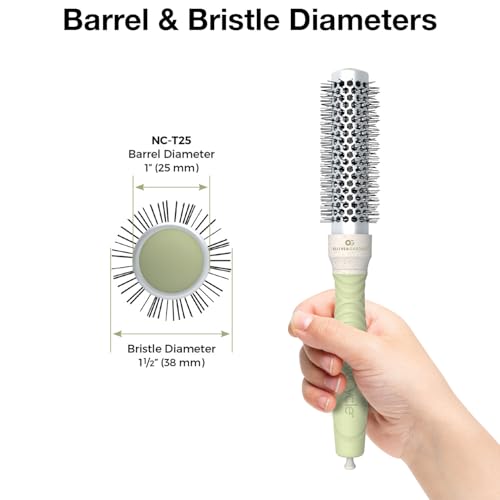 Olivia Garden NewCycle Round Thermal Hair Brush (not electrical) with ceramic barrel, ionic technology and made from 100% recycled material (except bristles)