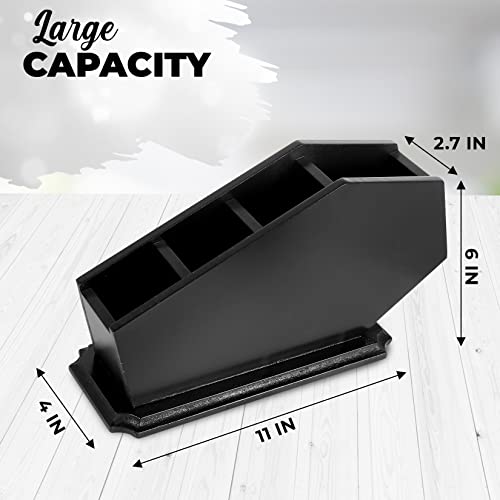 Gothic Coffin Makeup Brush Holder - Wooden Vanity Organizer for Halloween Decor