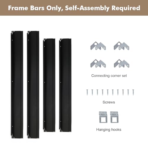 36x36 Black Float Frame for Stretched Canvas Art - 1.5 Inch Deep, Modern Metal
