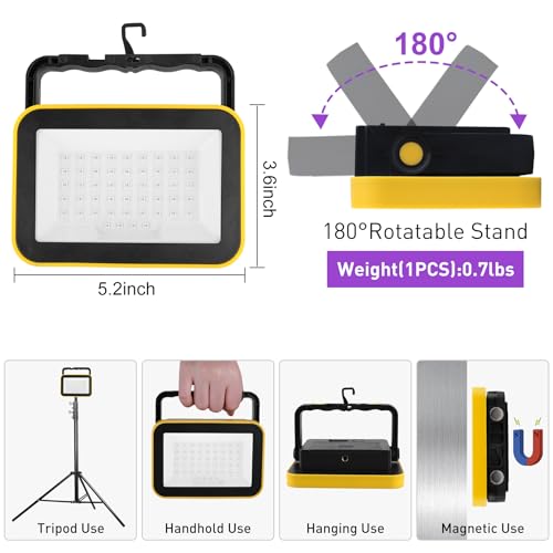 CREPOW 4 Pack Rechargeable LED Black Lights UV Floodlights for Parties, Halloween, Night Fishing, and Decorations