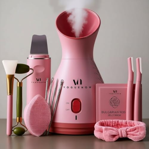 Facial Steamer Spa Kit with Complimentary 17 Skin Care Tools | Face Steamer for Facial Deep Cleaning with Towel Warmer & Humidifier Mode| Self Care Gifts for Women, Spa Gifts, Birthday Gifts for Women