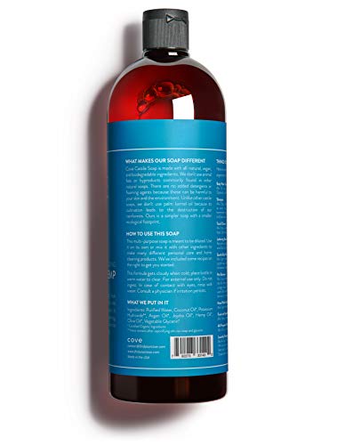 Cove Unscented Castile Soap 1L with Organic Argan, Jojoba & Hemp Oils - Pack of 1