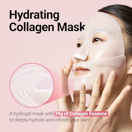 Peach Fit Collagen Hydrogel Mask Set - 300Da Collagen & 12 Peptides for Skin Tightening & Anti-Aging (39g x 5ea) - Variation of Peach Fit Collagen