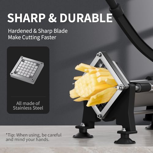 Heavy Duty Commercial French Fry Cutter with Stainless Steel Blade & Suction Base