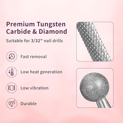 Delanie Professional Nail Drill Bit Set, 7 Pieces with Holder, Carbide and Diamond Bits, Model BS001