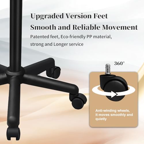 Black Salon & Tattoo Rolling Tray Cart with Height Adjustment - Niuadage