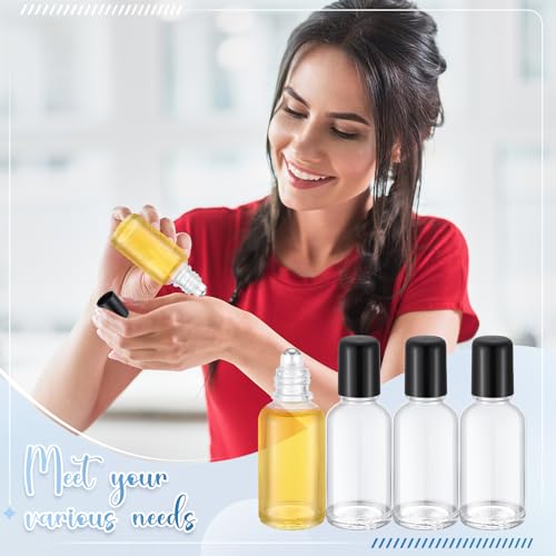 Sumind 24 Pack 30ml Clear Glass Roller Bottles for Essential Oils - Includes Funnels & Labels