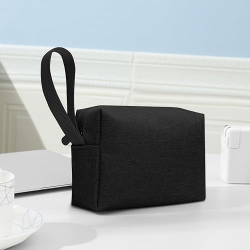 Waterproof Cosmetic Bag for Women | Soft Travel Makeup & Toiletry Organizer, Large Portable Storage for Makeup Products, Tissues, Electronics, USB Cables| Nylon, Durable & Stylish (Large-Black)