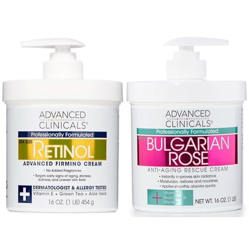 Advanced Clinicals Bulgarian Rose Anti Aging Cream + Retinol Firming Cream Set