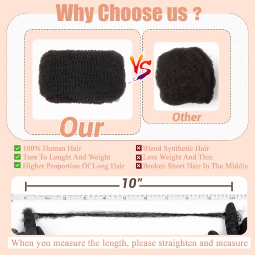 Afro Kinky Curly Human Hair Extensions for Dreadlocks & Twists - 18 Inch 50 Gram - #1B