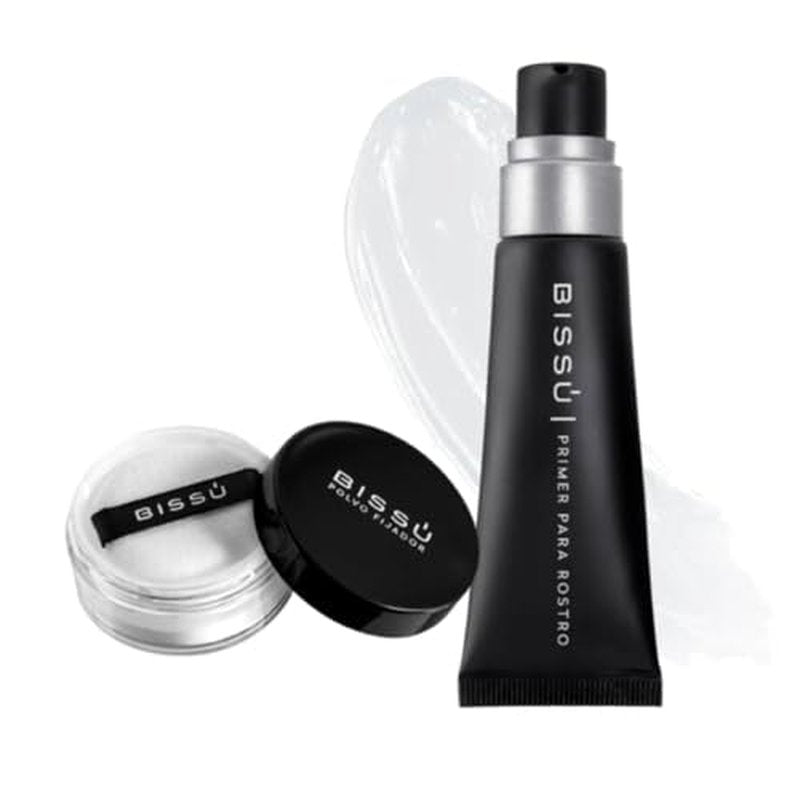 Beetbul Face Kit: Biss? Silky Primer (27.5 ml) & Setting Powder (8g) + Velvet Puff + 2 Finger Puffs + Makeup Sponge + Exfoliating Sponge