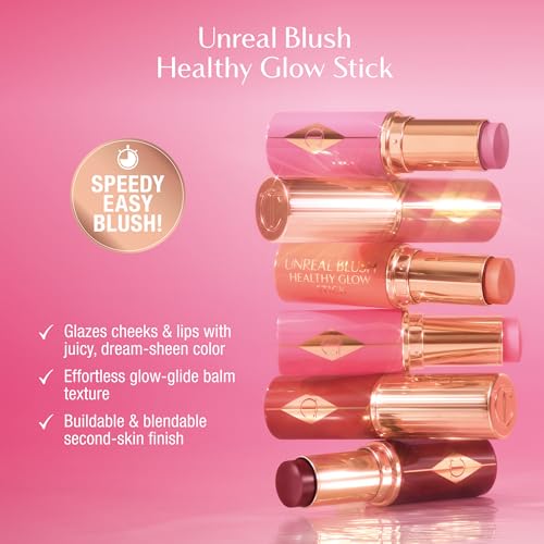 Charlotte Tilbury Unreal Healthy Glow Blush Stick - Buildable Cream Makeup with a Skincare-Infused Formula - Easy to Use, Blendable & Leaves Skin with a Luminous Sheen
