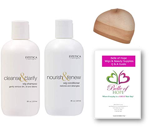 Estetica Designs 4pc Wig Care Kit with Cap & Q&A Guide - All Hair Types