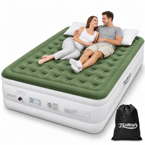 Zearna 18-Inch King Size Air Mattress with Built-In Pump & Flocked Top