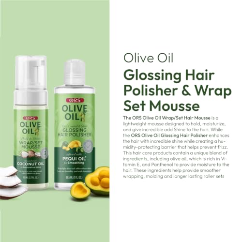 ORS Olive Oil Glossing Hair Polisher Frizz Control & Wrap Set Mousse Restorative Shine 2 Piece Set