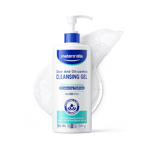 matern'ella Cleansing Gel Oil-control Mild Facial Cleanser, Plant Extract Hydrating Daily Use Face Wash for Women & Men Safe For Sensitive Skin, no Stripping 13.4 Oz