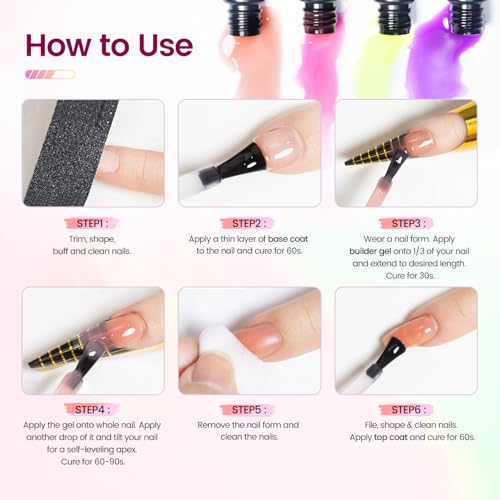 JODSONE Builder Gel Nail Kit with UV Light - Set-07, 21 Colors & Extension Stickers