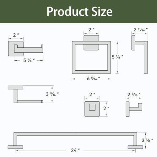 Matte Black 26 Inch 20-Piece Bathroom Accessories Set with Stainless Steel Towel Racks