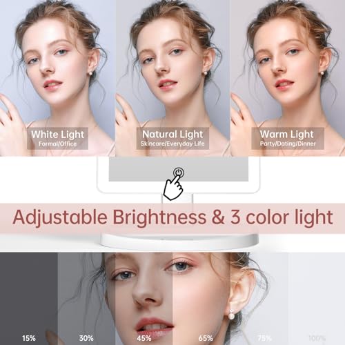 Funtouch Large Lighted Vanity Makeup Mirror with 88 LED, 360 Rotation Touch Screen, 10X Magnification Portable Tabletop Cosmetic Make Up Mirror