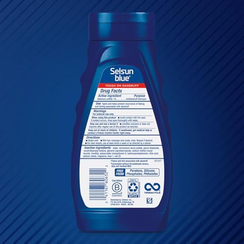 Selsun Blue Medicated Anti-dandruff Shampoo with Menthol, 11 fl. oz., Maximum Strength, Selenium Sulfide 1% (Pack of 3)