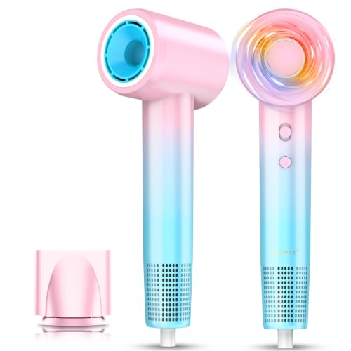 Aurora Pink Blue Ionic Hair Dryer - High-Speed 110,000 RPM Portable Blow Dryer for Salon & Home Use