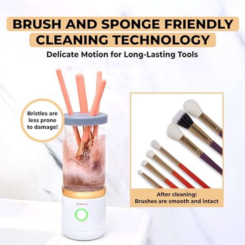Ace Beaut? Premium Electric Makeup Brush Cleaner Machine, Automatic Sponge and Make Up Brush Cleaner, Rechargeable and Efficient Deep Cleaning Tool for Beauty Enthusiasts and Professionals