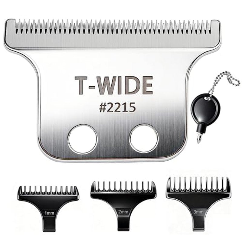2215 Replacement T Wide Blades Compatible with Wahl 5 Star Detailer Li Trimmer(8081) and (8171) - Adjustable Stainless-steel Zero-Gap Trimmer Blade £¨1PC-silver)