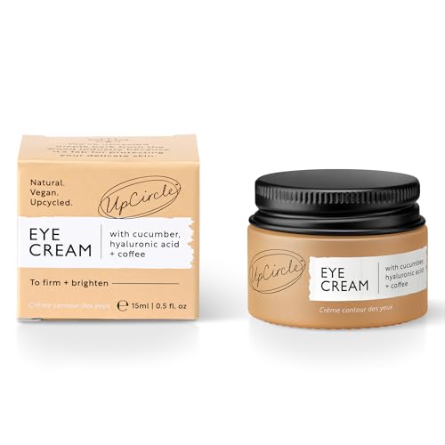 UpCircle Natural Eye Cream with Coffee & Hyaluronic Acid for Dark Circles & Puffiness - Vegan & Cruelty-Free, 0.5 FL OZ