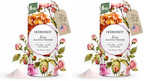 Herb & Root Rose & Vanilla Body Powder Gift Set - Talc-Free, Full Size, Pack of 2