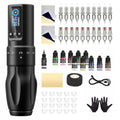 Wireless Tattoo Kit with Adjustable Gun, 20 Needles, 11 Inks & Power Supply