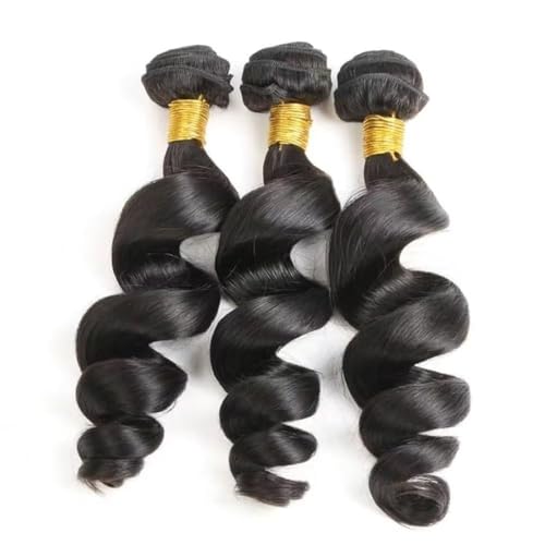 SeeGovie #1B Loose Deep Wave Human Hair Bundles - 16 Inch 3-Pack