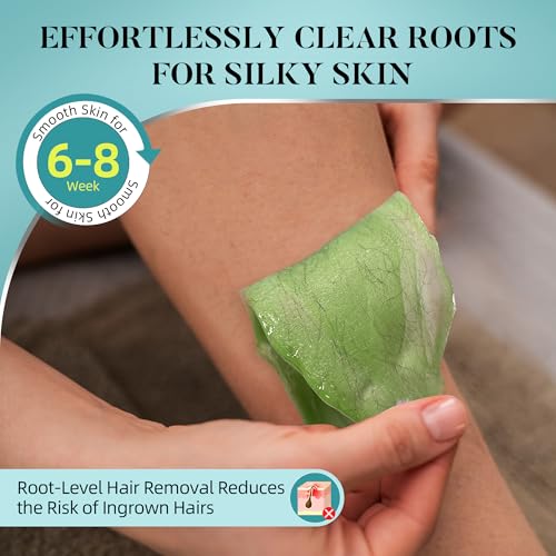 Basic Waxing Kit for Women & Men - 4 Pack Blue Green Wax Pot & Heater - Rapid Heat Up, Sensitive Skin Safe