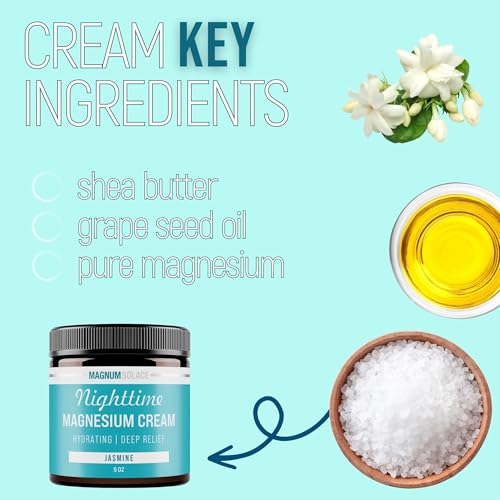 Magnum Solace Nighttime Magnesium Cream ? Soothing Relief & Relaxation, Highly Concentrated Magnesium for Muscles & Joints ? Apply to Legs or Feet Before Bed ? Skin-Friendly
