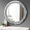 QMDECOR 28x28 Inch Round Wall Mirror with Crystal Diamond Accents - Silver Home Decor Variation of THIS listing