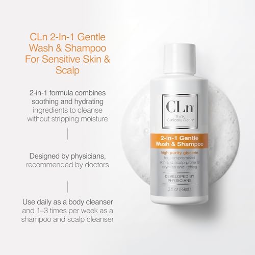 CLn 2-in-1 Gentle Hydrating Body Wash & Clarifying Shampoo - 3 fl oz, Fragrance-Free, Paraben-Free, Sensitive Skin & Oily Hair Care (Variation of THIS listing)