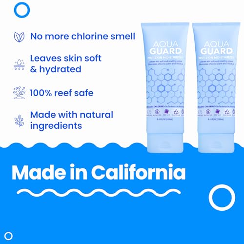 AQUA GUARD After-Swim Wet Skin Moisturizer 2-Pack - In-Shower Lotion, Chlorine Neutralizer