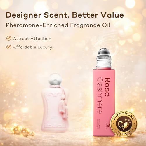 Purefittech Rose Cashmere Pheromone Perfume Roll-On with Bear Keychain, All-Day Fresh 10ml